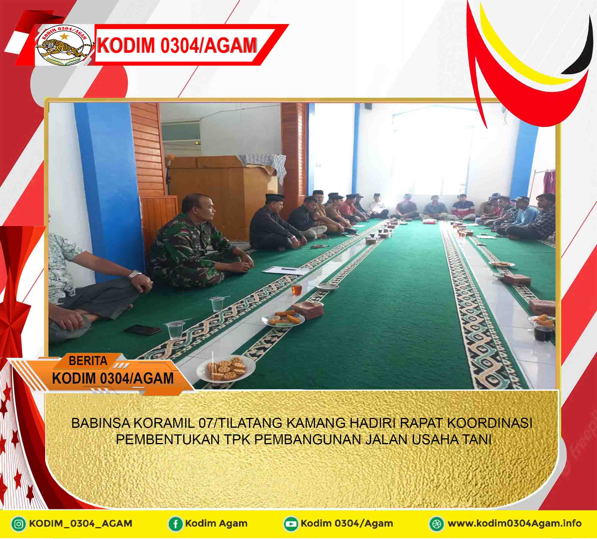 BABINSA KORAMIL 07/TILATANG KAMANG HADIRI RAPAT KOORDINASI PEMBENTUKAN TPK PEMBANGUNAN JALAN USAHA TANI