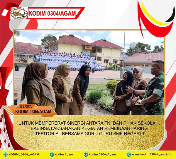 UNTUK MEMPERERAT SINERGI ANTARA TNI DAN PIHAK SEKOLAH, BABINSA LAKSANAKAN KEGIATAN PEMBINAAN JARING TERITORIAL BERSAMA GURU-GURU SMK NEGERI 1