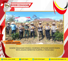 DANDIM 0304/AGAM DIWAKILI DANRAMIL 07/TILKAM HADIRI PANEN RAYA JAGUNG SERENTAK KUARTAL II TAHUN 2025