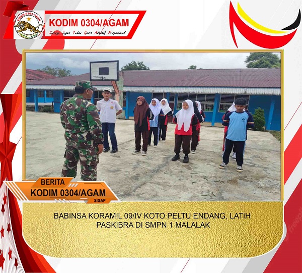 BABINSA KORAMIL 09/IV KOTO PELTU ENDANG, LATIH PASKIBRA DI SMPN 1 MALALAK