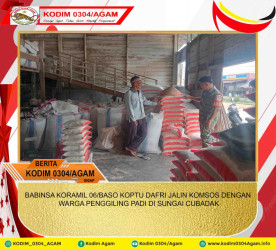 BABINSA KORAMIL 06/BASO KOPTU DAFRI JALIN KOMSOS DENGAN WARGA PENGGILING PADI DI SUNGAI CUBADAK