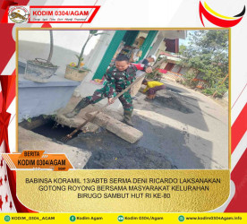 BABINSA KORAMIL 13/ABTB SERMA DENI RICARDO LAKSANAKAN GOTONG ROYONG BERSAMA MASYARAKAT KELURAHAN BIRUGO SAMBUT HUT RI KE-80 