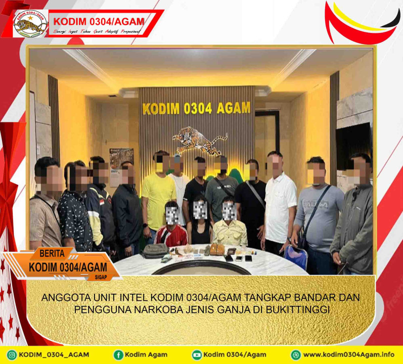 ANGGOTA UNIT INTEL KODIM 0304/AGAM TANGKAP BANDAR DAN PENGGUNA NARKOBA JENIS GANJA DI BUKITTINGGI