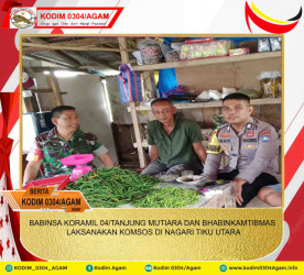 BABINSA KORAMIL 04/TANJUNG MUTIARA DAN BHABINKAMTIBMAS LAKSANAKAN KOMSOS DI NAGARI TIKU UTARA