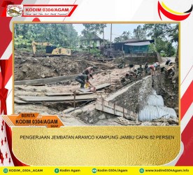 PENGERJAAN JEMBATAN ARAMCO KAMPUNG JAMBU CAPAI 62 PERSEN