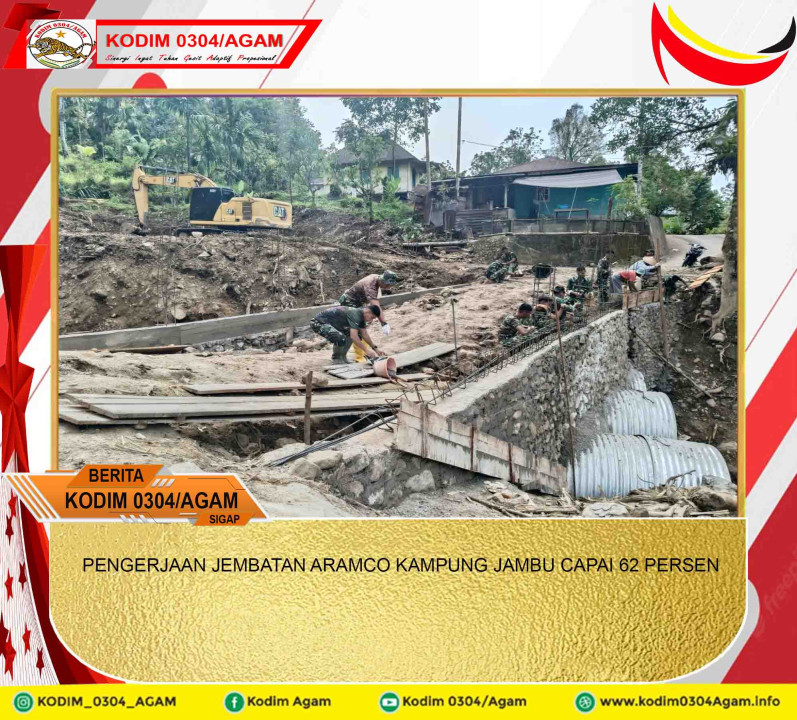 PENGERJAAN JEMBATAN ARAMCO KAMPUNG JAMBU CAPAI 62 PERSEN