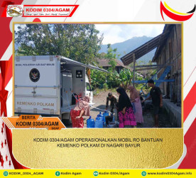 KODIM 0304/AGAM OPERASIONALKAN MOBIL RO BANTUAN KEMENKO POLKAM DI NAGARI BAYUR