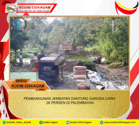 PEMBANGUNAN JEMBATAN GANTUNG GARUDA CAPAI 26 PERSEN DI PALEMBAYAN