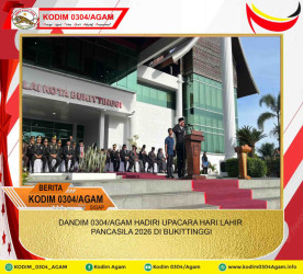 DANDIM 0304/AGAM HADIRI UPACARA HARI LAHIR PANCASILA 2026 DI BUKITTINGGI