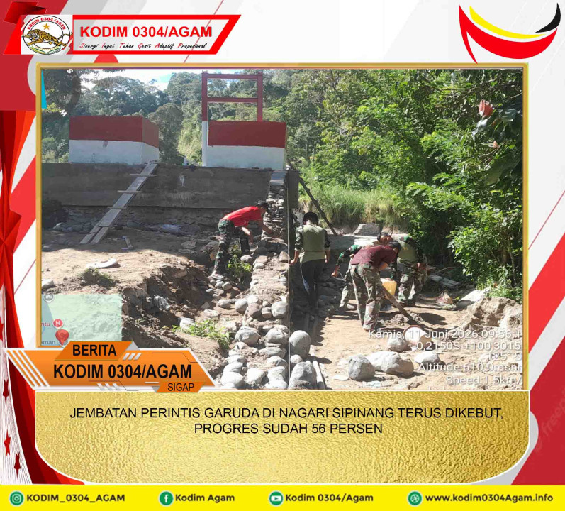 JEMBATAN PERINTIS GARUDA DI NAGARI SIPINANG TERUS DIKEBUT, PROGRES SUDAH 56 PERSEN