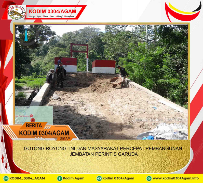 GOTONG ROYONG TNI DAN MASYARAKAT PERCEPAT PEMBANGUNAN JEMBATAN PERINTIS GARUDA