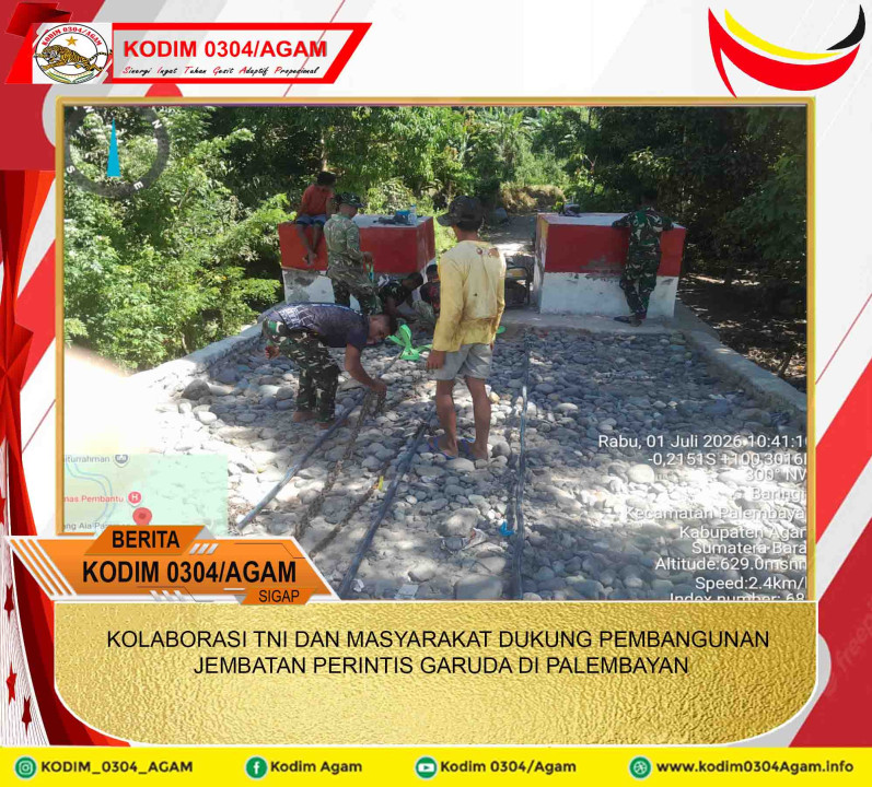 KOLABORASI TNI DAN MASYARAKAT DUKUNG PEMBANGUNAN JEMBATAN PERINTIS GARUDA DI PALEMBAYAN