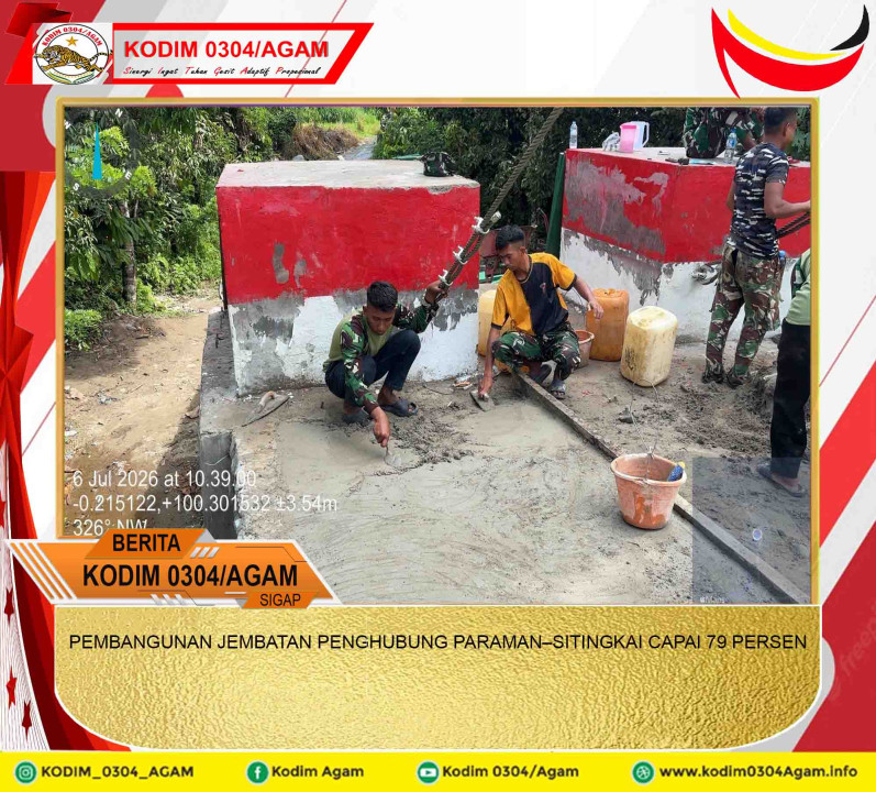 PEMBANGUNAN JEMBATAN PENGHUBUNG PARAMAN–SITINGKAI CAPAI 79 PERSEN