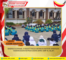 BABINSA KORAMIL 01/BUKITTINGGI BERIKAN MATERI WAWASAN KEBANGSAAN KEPADA SISWA BARU SMP AL ISLAH